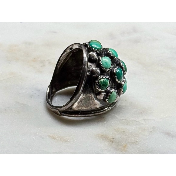 Vintage Handmade Turquoise Cluster Ring - Picture 4 of 6